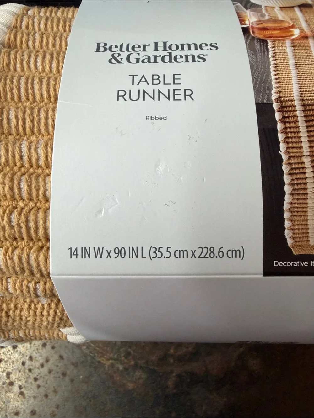 Better Homes & Gardens Ribbed Tan  Almond Table Runner (14 IN W x 90 IN L) NEW